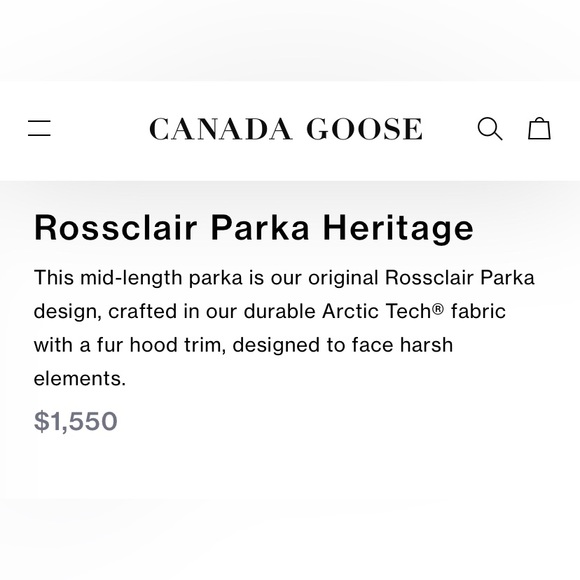 Canada Goose Rossclair Parka Heritage w real coyote fur hood trim and down fill - Picture 7 of 11